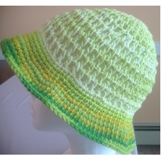 Hamdmade crochet women&apos;s multi green color cotton sun hat with brim.  eb-48985322
